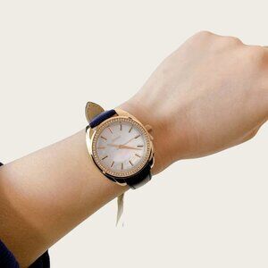 Fossil BQ3775 Vale Solar-Powered Blue Leather Watch